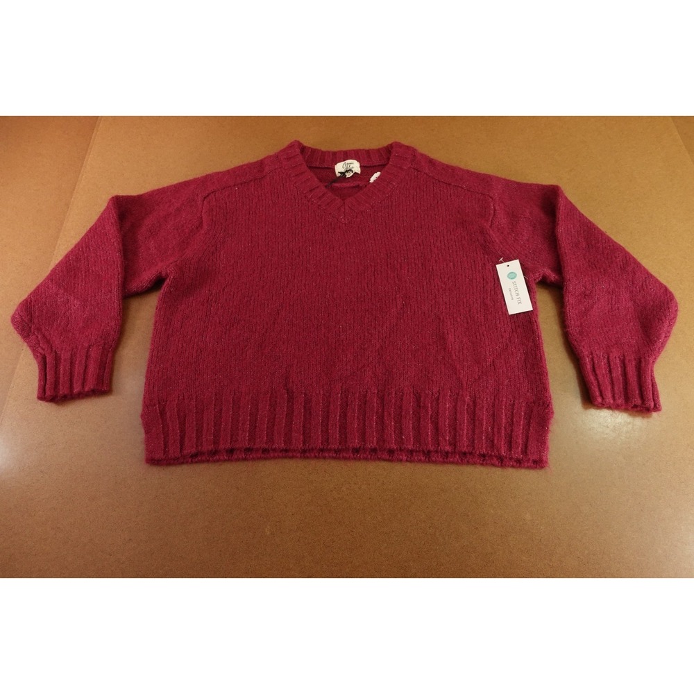 Cosmic Blue Love Womens X-Large Dark Pink Eartha V-Neck Pullover Sweater NWT
